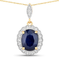 Diana M Jewels Women's Oval Natural Sapphire Pendant Necklace (3.38 Ct) - Signature Plus in 14k yellow gold - women's jewelry