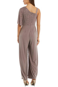 R&M Richards - Metallic Overlay Evening Jumpsuit