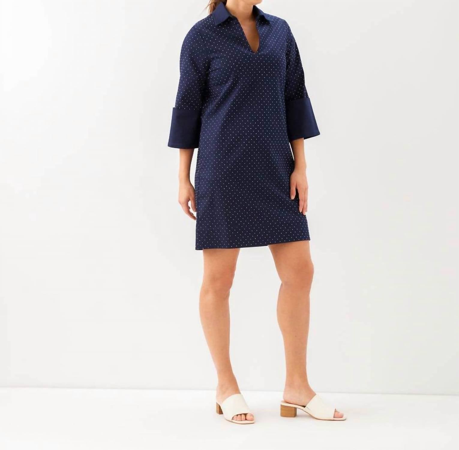 Karen Kane - Cuffed Sleeve Embellished Dress
