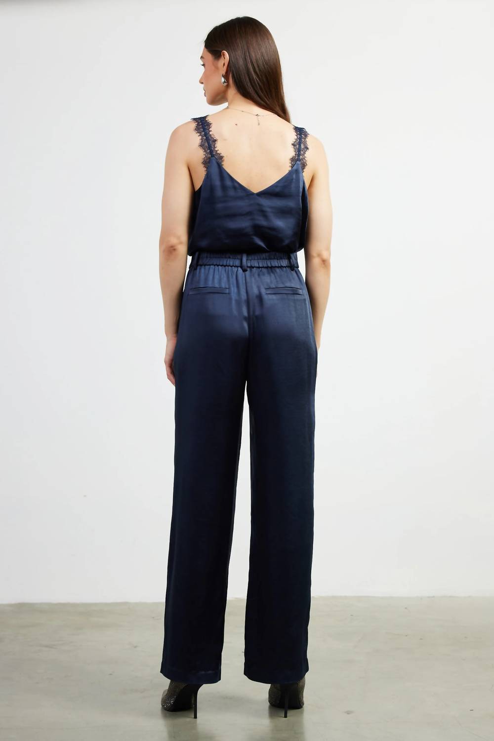 Skies Are Blue - Dull Satin Elastic Back Trouser