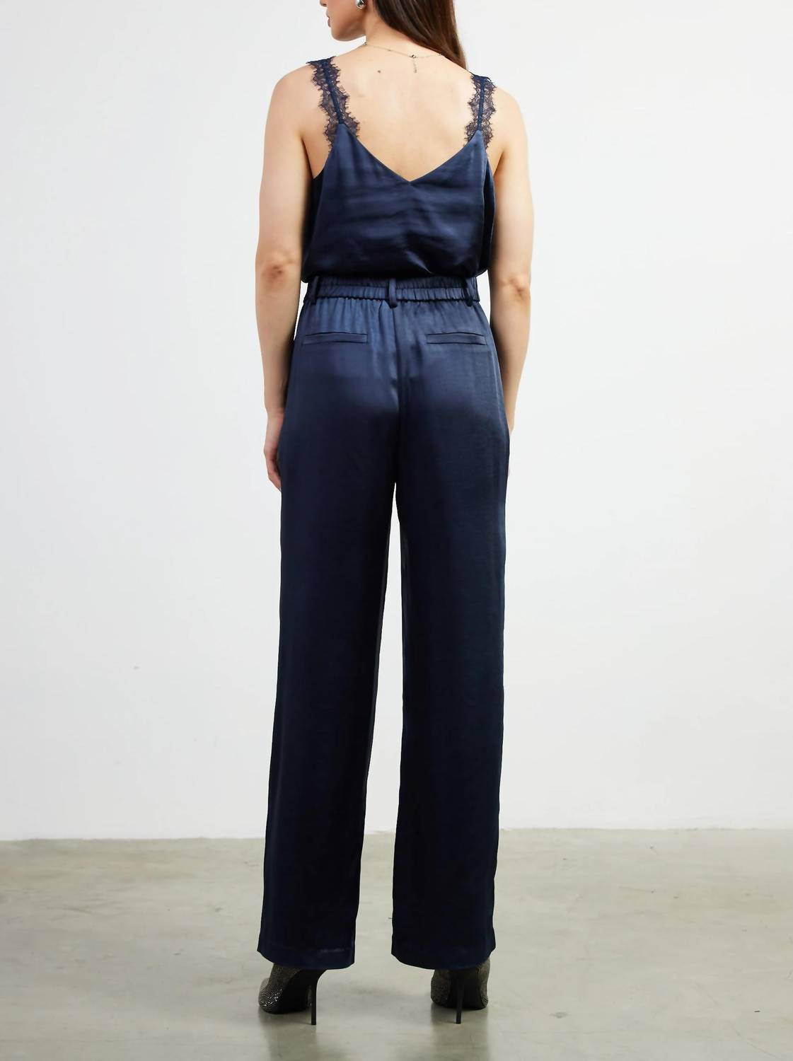 Skies Are Blue - Dull Satin Elastic Back Trouser