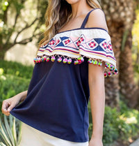 Thml - Viva Mexico Embroidered Flounce Top