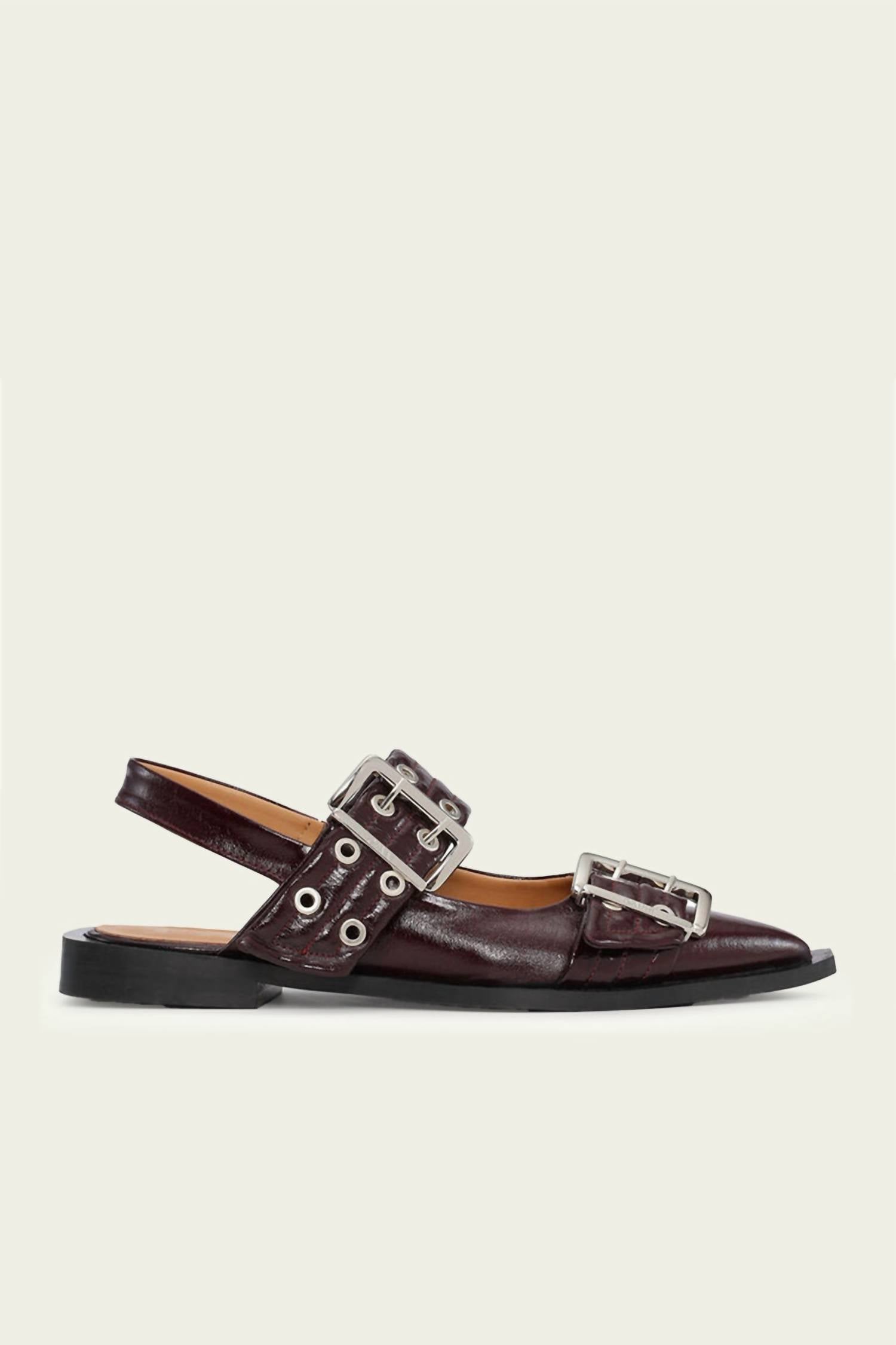 Ganni - Women's Feminine Buckle Ballerina Flats