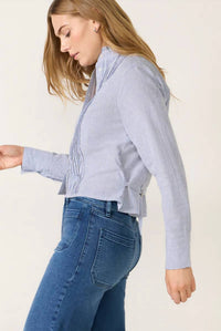 Bobi - Pintuck Long Sleeve Top With Belt