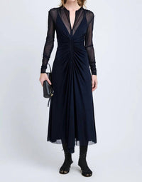 Proenza Schouler Kerstin Long Sleeve Dress in midnight - women's dress