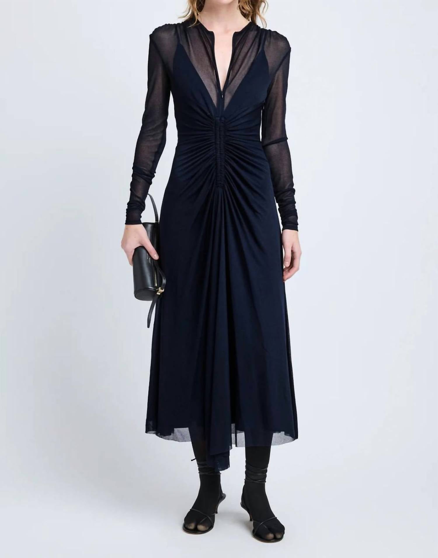 Proenza Schouler Kerstin Long Sleeve Dress in midnight - women's dress