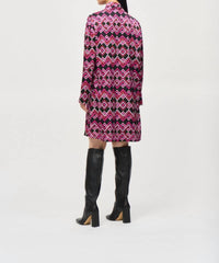 Joseph Ribkoff - Geometric Pussy Bow Satin Shift Dress