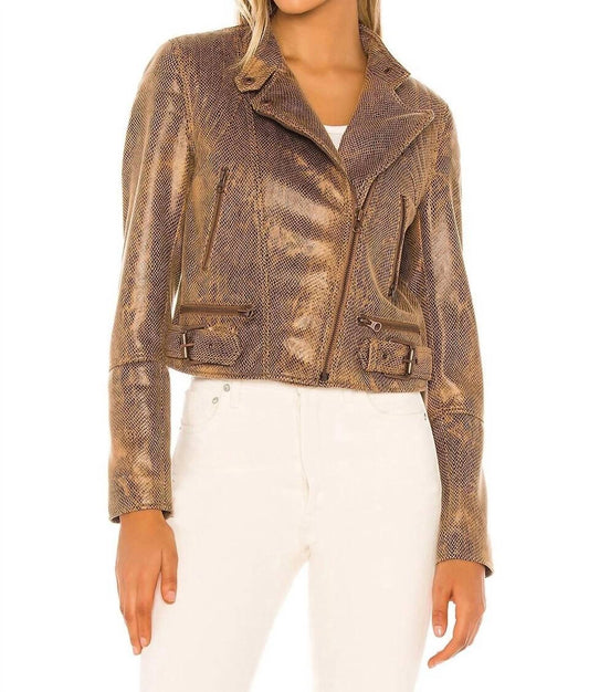 Free People - Snakeskin Fenix Faux Suede Leather Moto Jacket