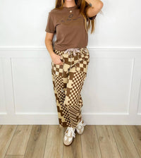 Bibi - Let's Rally High-rise Cotton Wide Leg Checkered Bottoms