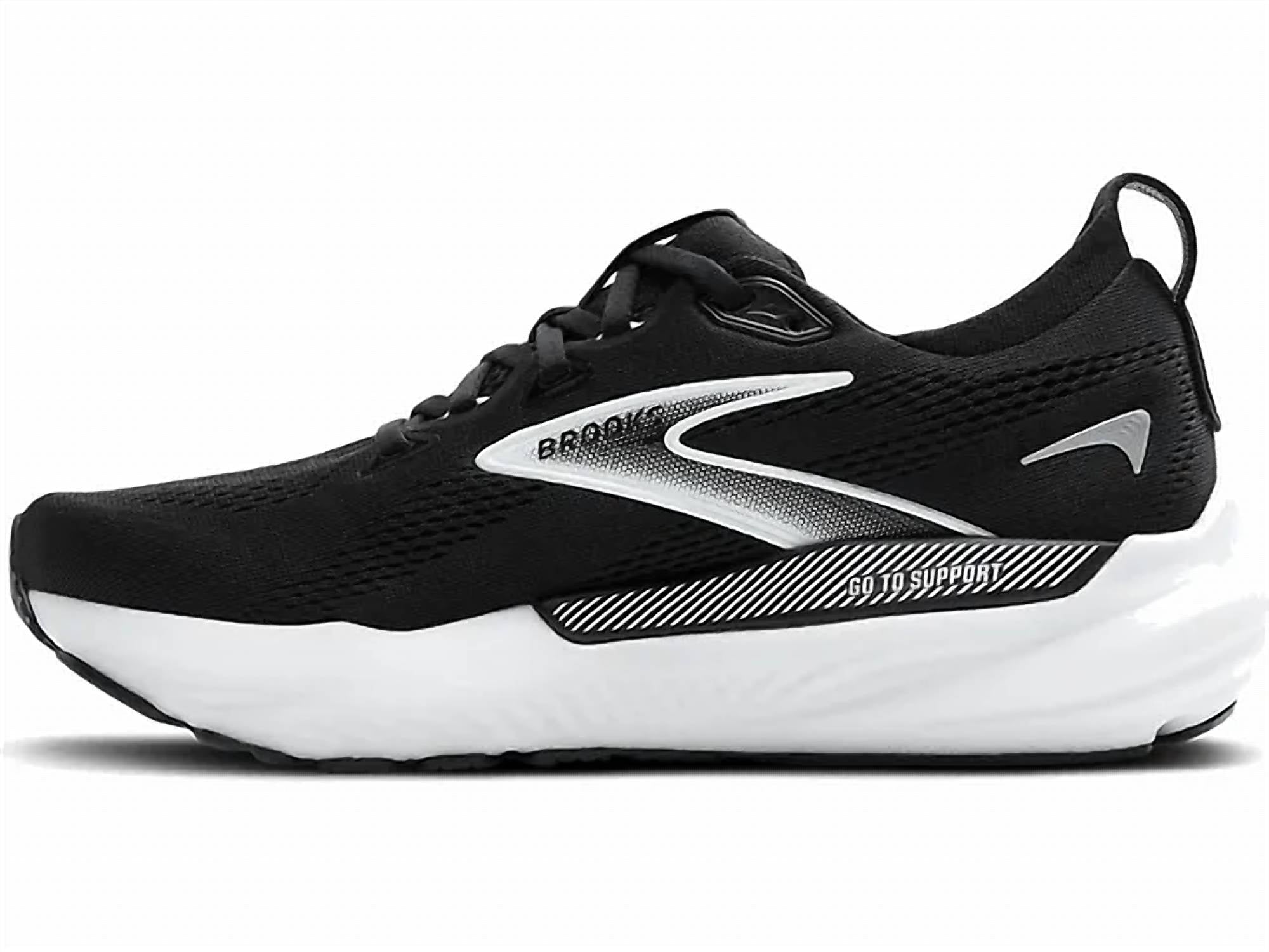 BROOKS Men's Glycerin Gts 22 Running Shoes in black grey white 5 - men's shoe - detail view