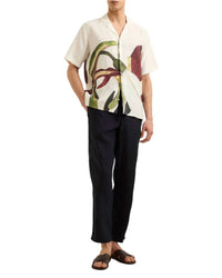 Orlebar Brown Maitan Orchis Linen Shirt in white sand damson - men's shirt