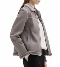 Theory - SHEARLING SPREAD COLLAR JACKET
