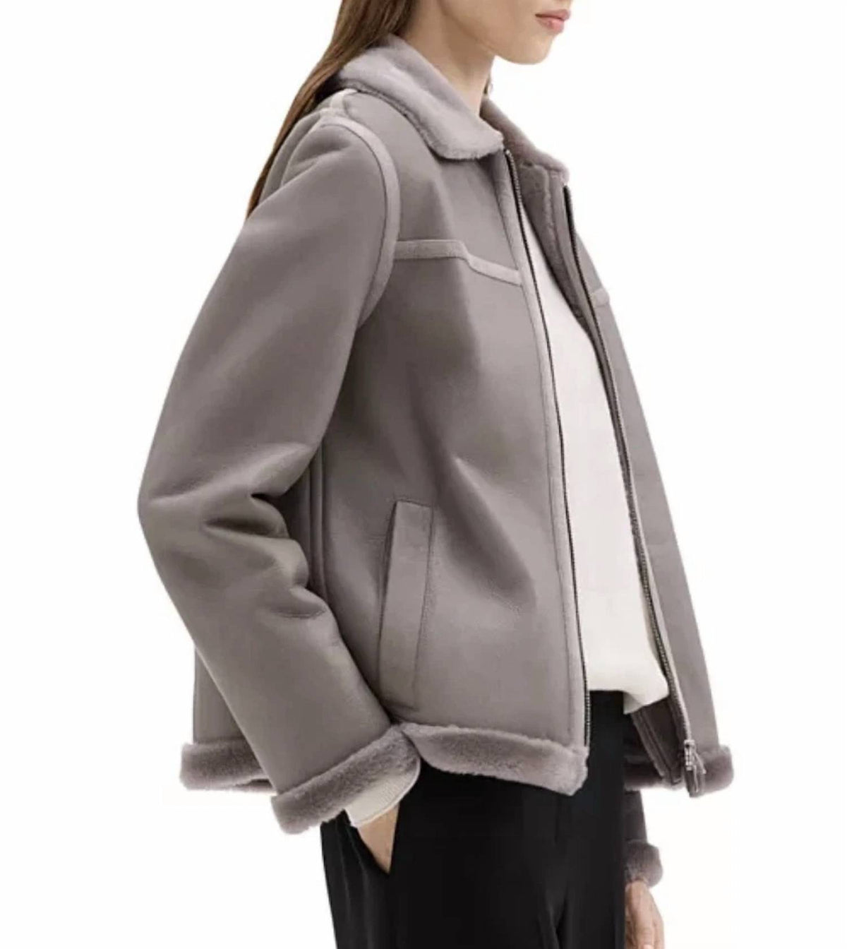 Theory - SHEARLING SPREAD COLLAR JACKET