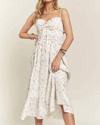 Kld. Signature - Floral Print Smocking Detail Midi Dress