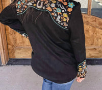 Lucky & Blessed - Western Floral Embroidered Blazer