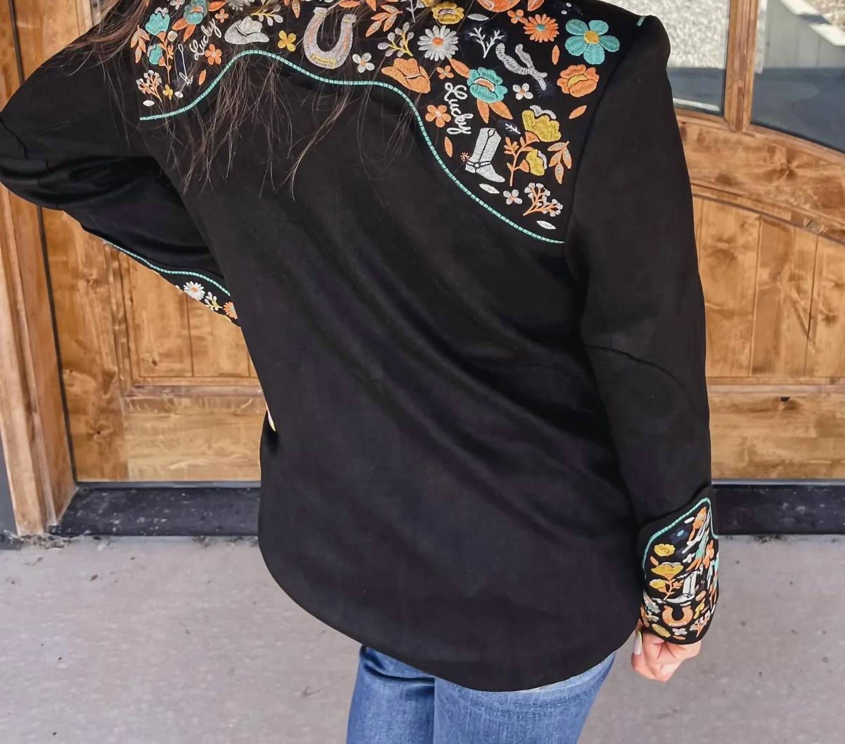 Lucky & Blessed - Western Floral Embroidered Blazer