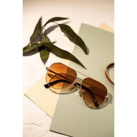 Julia Rose Women's Alex Aviator Sunglasses in gold caramel tea - women's accessory