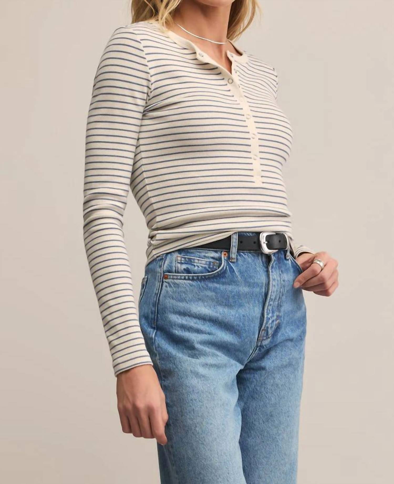 Z Supply - Stella Striped Modal Rib Henley Top