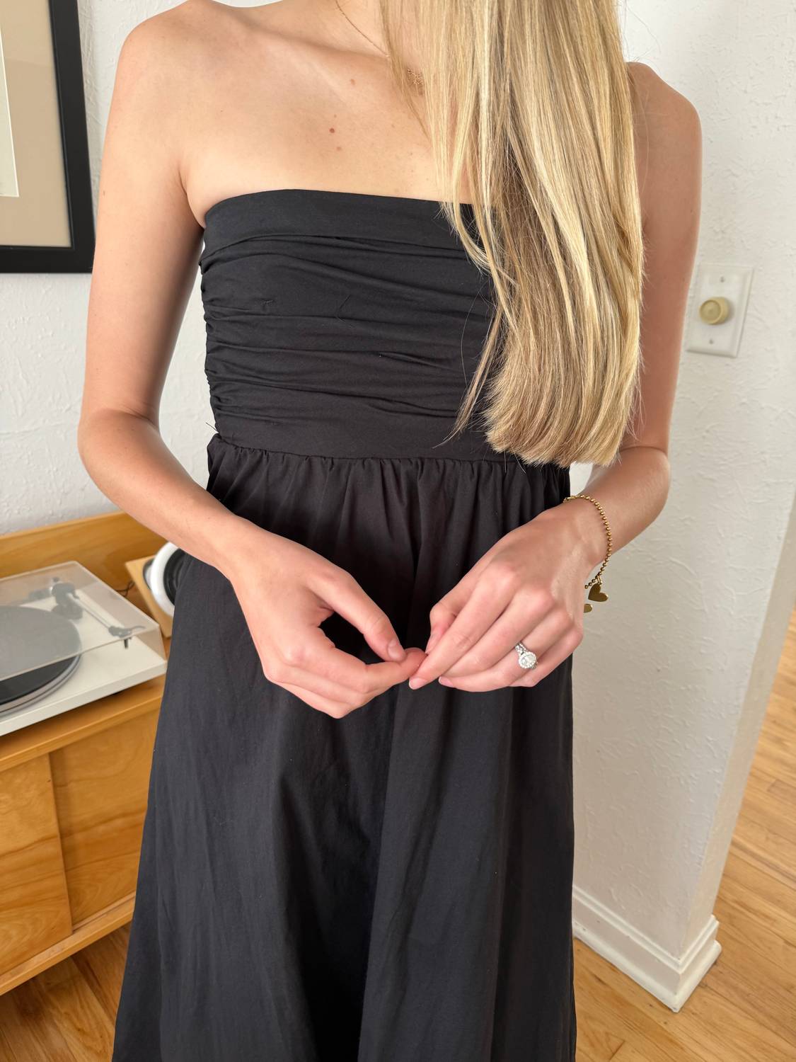 Needii - Ophelia Ruched Strapless Midi Dress