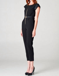 Beautifully - Leather Sleeve Jumpsuit