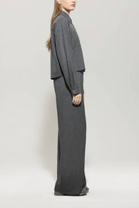 LUISA CERANO Flannel Wide Leg Pant in dark grey melange - women's pants - detail view