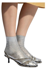 Maria La Rosa Women's Laminated One Socks in silver - women's accessory - detail view