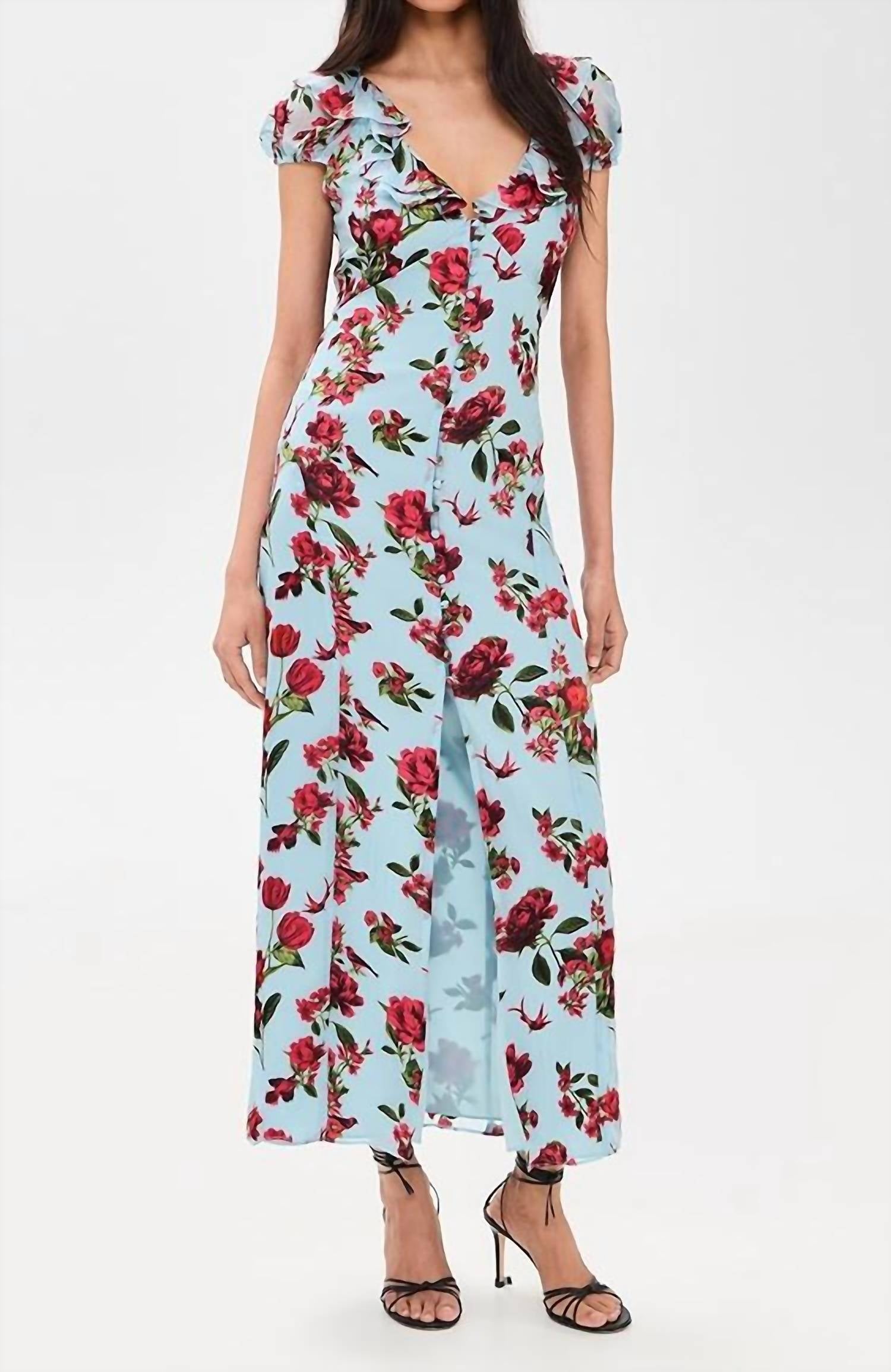 Alice + Olivia - Tara Ruffle Slip Midi Dress