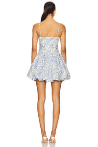 ASTR Larissa Mini Dress in blue floral - women's dress - detail view
