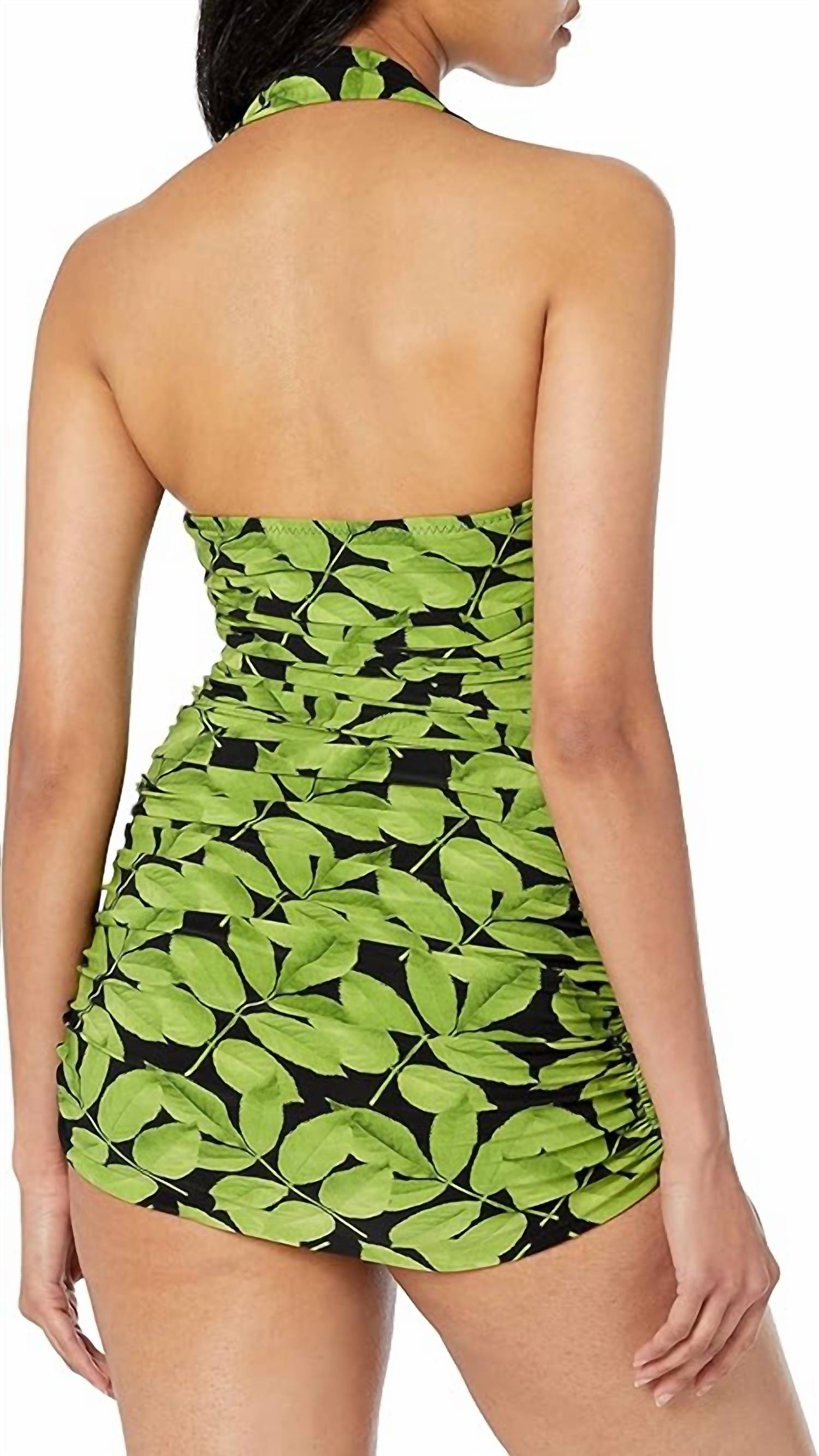 Norma Kamali - Tree Print Halter Ruched One Piece Swimsuit