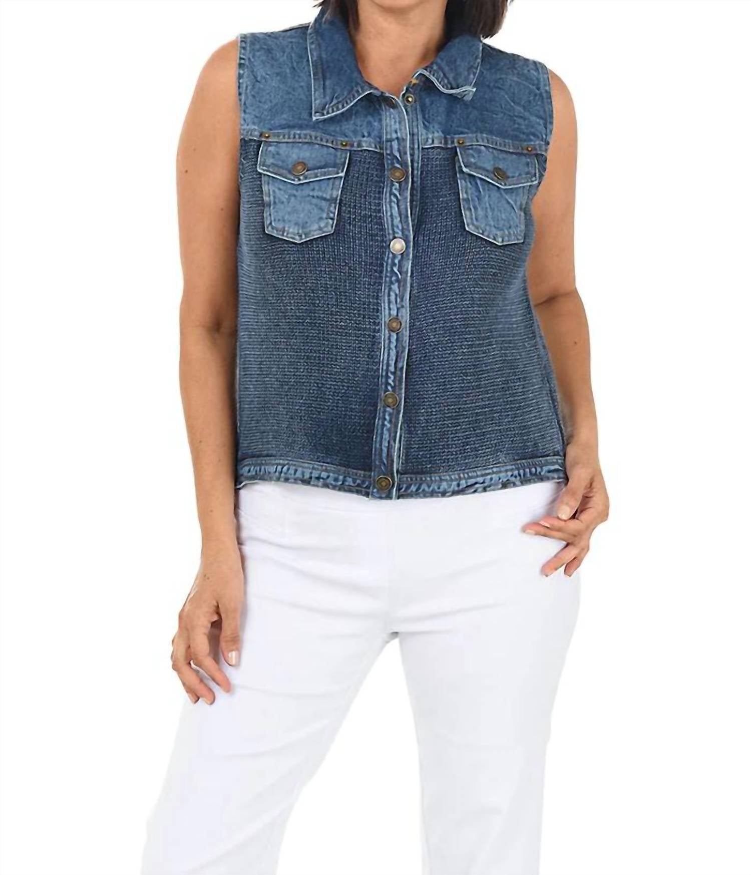 Pbj Blues - Button-front Denim Sweater Vest