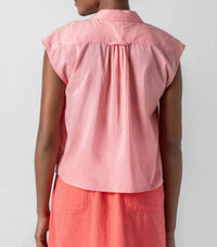 Lilla P Short Sleeve Button Down Top in shell - women's t-shirt - detail view