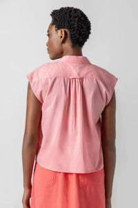 Lilla P Short Sleeve Button Down Top in shell - women's t-shirt - alternate view