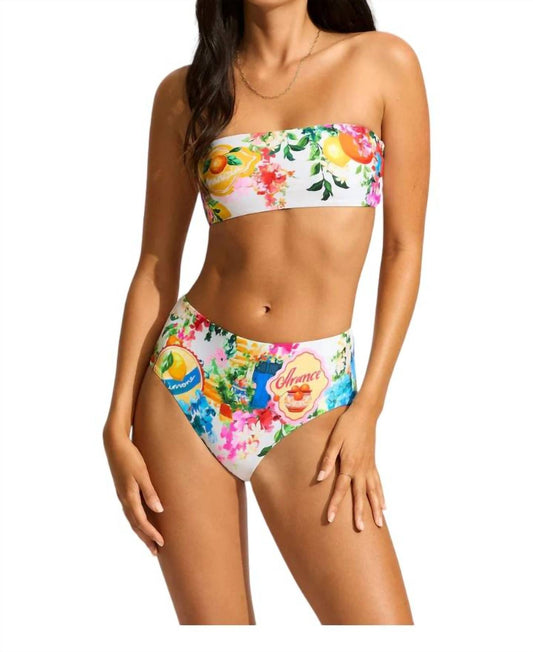 Seafolly - High Waisted Bandeau Postcard Print Bikini