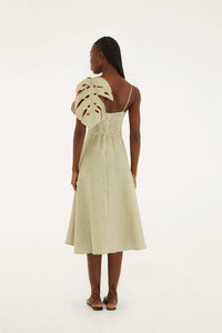 Farm Rio - Striped Monstera Leaf Midi Dress