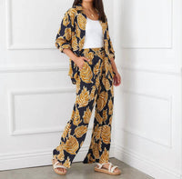 Karen Kane - Paula Palm Leaf Print Wide Leg Pants