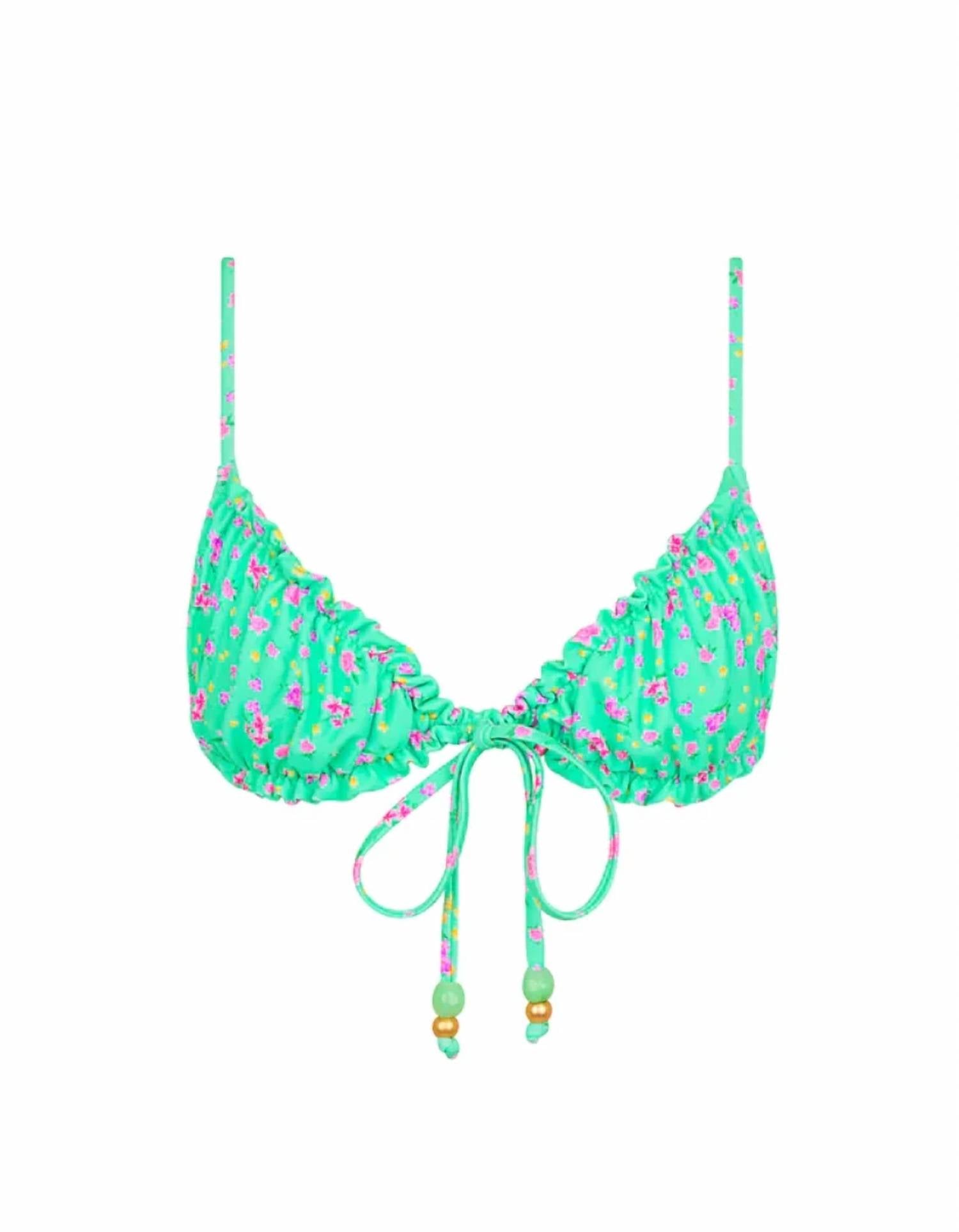 Kulani Kinis - Ruched Bow Bralette Bikini Top