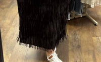 Origami - Tiered Fringe Tassel Midi Skirt