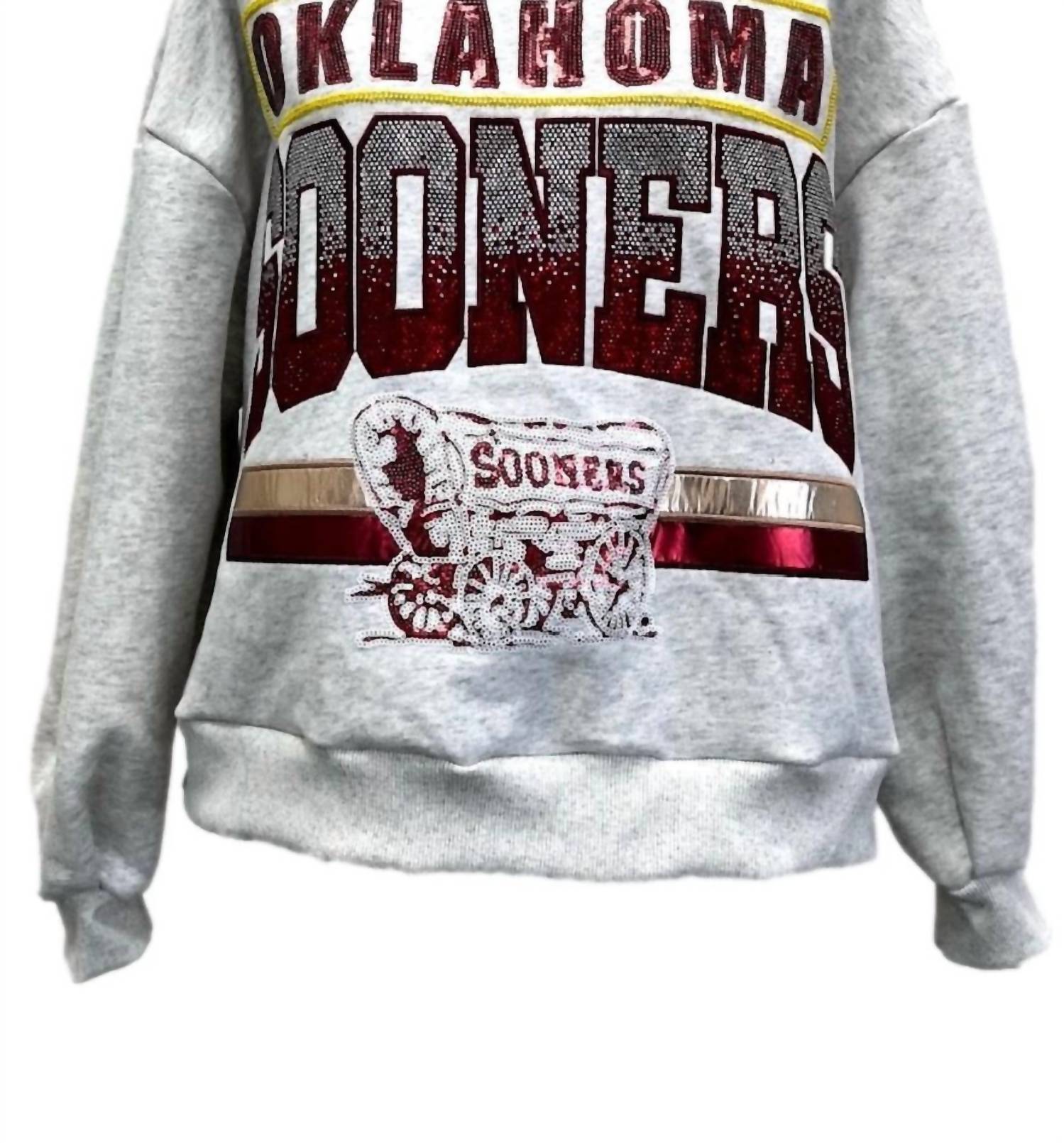 QUEEN OF SPARKLES Sooners Vintage Sweatshirt in grey - women's top - view 5