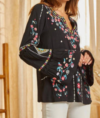 Andree By Unit - Embroidered Bell Sleeve Blouse