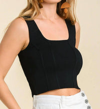 Umgee - Knit Square Neck Crop Tank Top