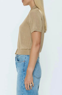 PISTOLA Lucca Short Sleeve Polo in wheat 1 - women's t-shirt - alternate view