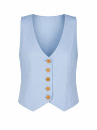 Elan - Button Front Linen Blend Vest