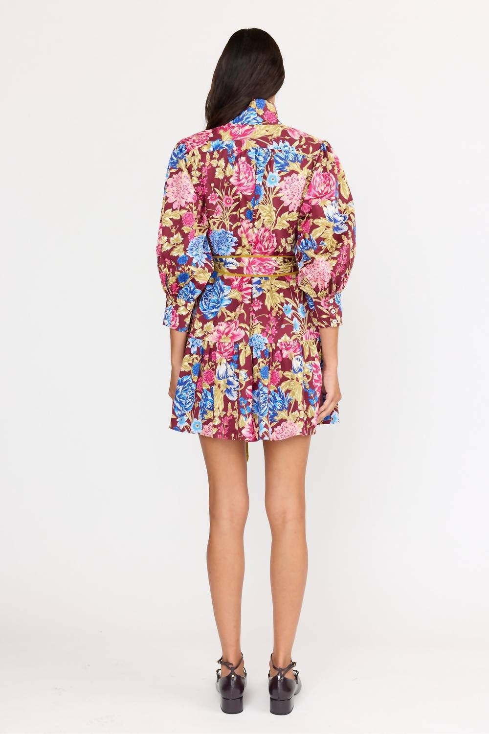 CHRISTY LYNN Emi Mini Dress in carmine floral 1 - women's dress - alternate view