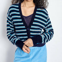 American Vintage Pluzy Cardigan in blue vitamin stripes - women's cardigan