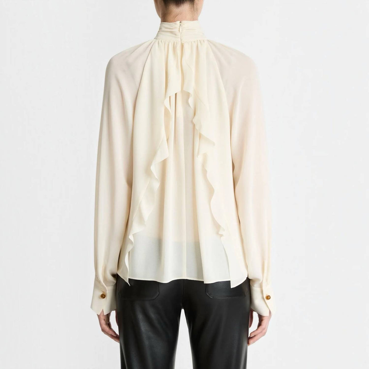 Vince - Gathered Draped-neck Crepe Blouse