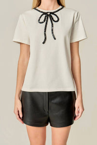 English Factory - Women's Beaded Bow Shirt