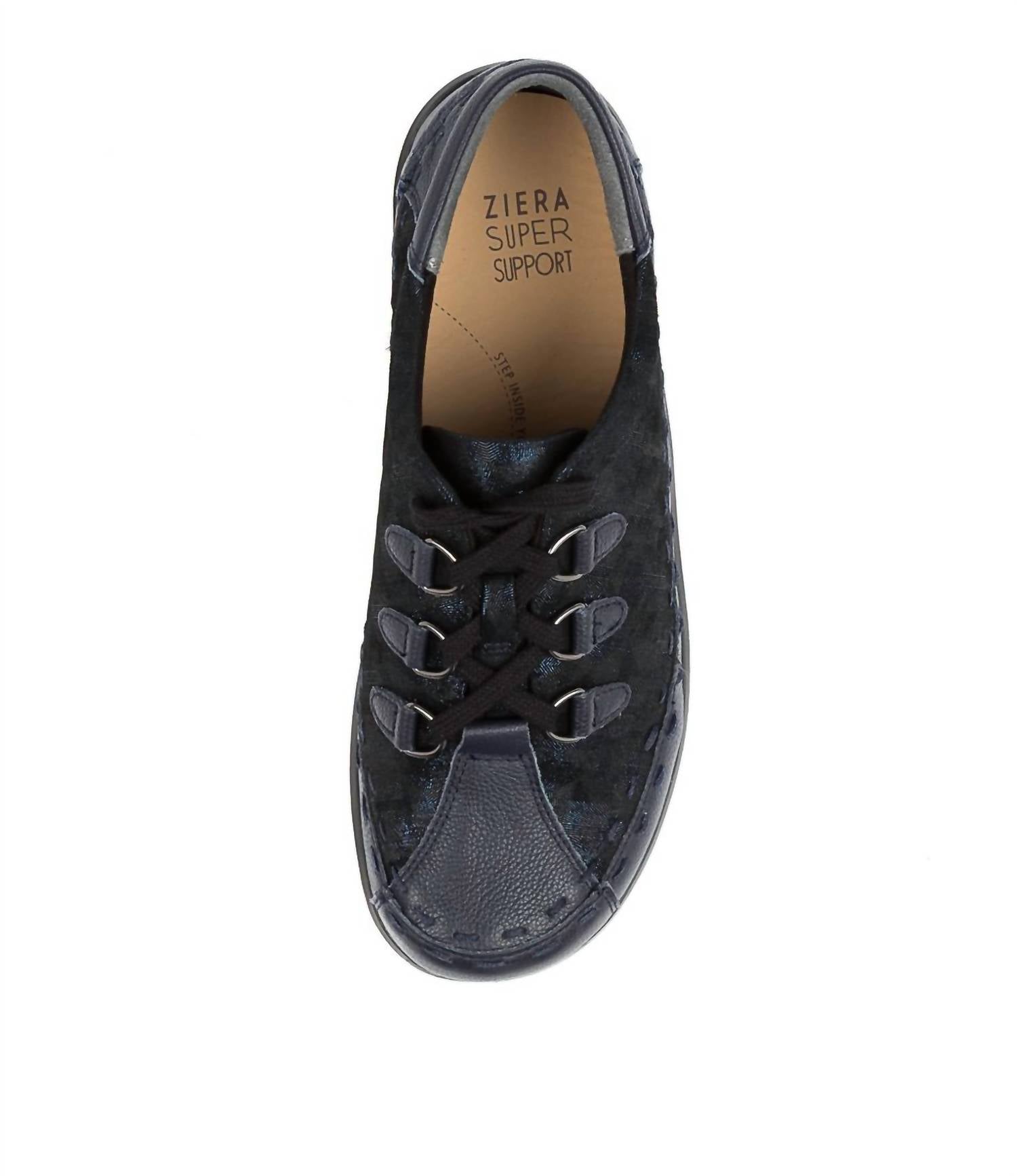 Ziera Women’s Allsorts Shoe – Extra Wide in navy swirl leather - women's sneaker - alternate view