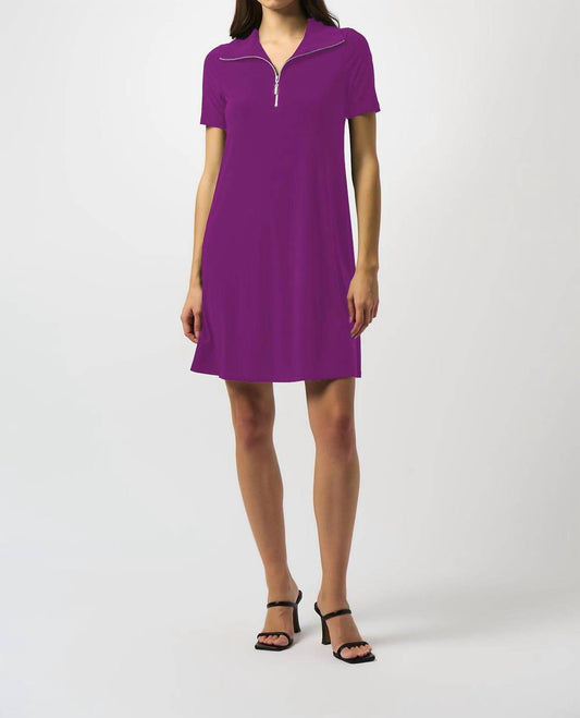 Joseph Ribkoff - Joseph Ribkoff Zipped Collar Trapeze Dress Style 251145