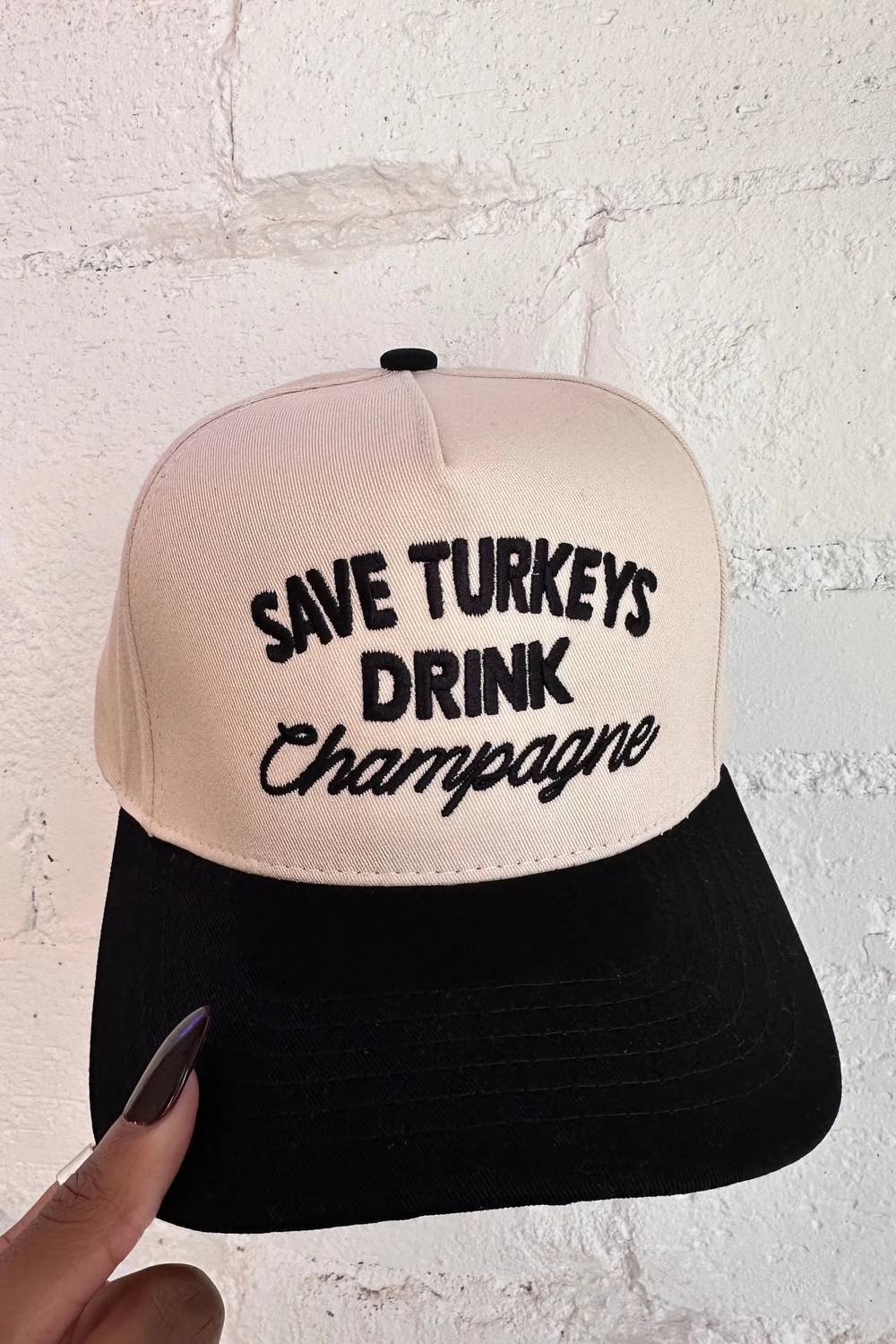 Adeline - Save Turkeys Drink Champagne Trucker Hat