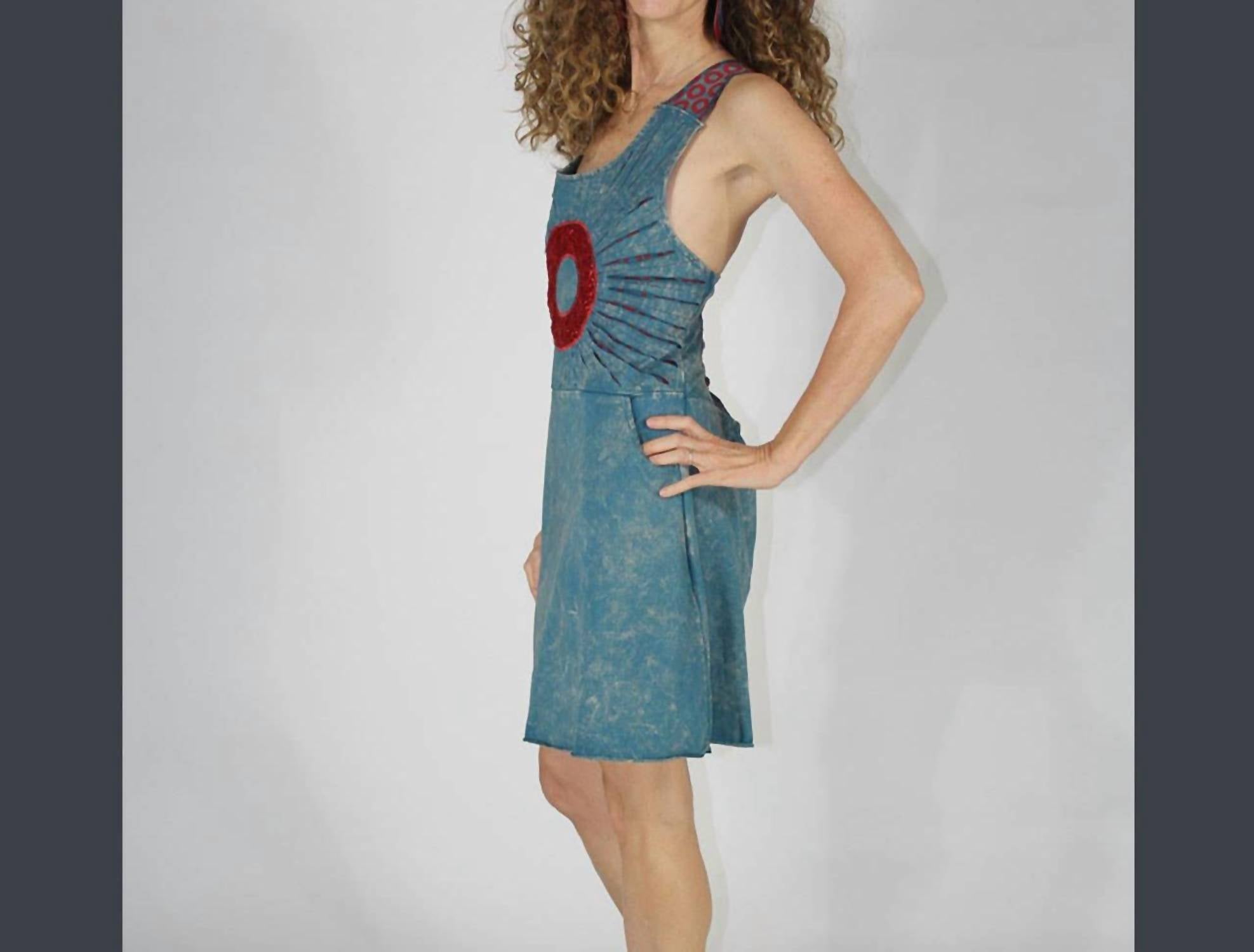 Jayli Amni Blues Mini Dress in teal - women's dress - detail view